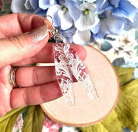 Lace Engraved Clear Acrylic Earrings