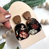 Dark Tropical and Walnut Wood Studded Earrings