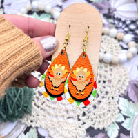 Turkey Checkered Wood Teardrop Earrings