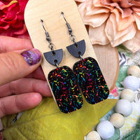 Black Rainbow Wood Earrings