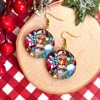 Squished Santa Sub Wood Earrings