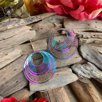 Iridescent Lightweight Metal Hoop Earrings