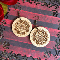 Zodiac Mandala Wood Earrings