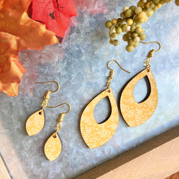 Soft Yellow Leaf Wood Petal Earrings