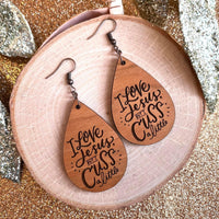 I Love Jesus But I Cuss A Little Engraved Earrings