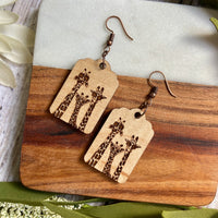 Silly Giraffe Wood Earrings