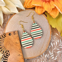 Boho Striped Wood Earrings