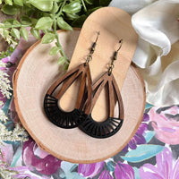 Walnut Painted Wood Teardrop Earrings