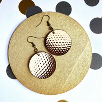 Whitewashed Wood Golf Ball Earrings