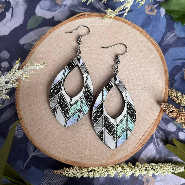 Chevron Wood Petal Earrings