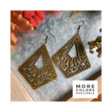 Intricate Wood Diamond Earrings