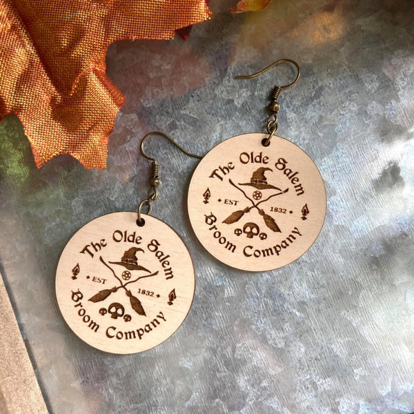 Olde Salem Broom Co. Whitewashed Wood Earrings