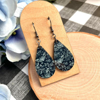 Vintage Floral Moth Sub Wood Earrings