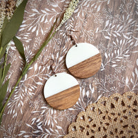 Ivory Resin and Wood Earrings