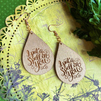 I put A Spell On You Engraved Gold Wood Teardrop Earrings