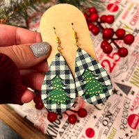 Gingham Holiday Tree Earrings