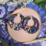 Floral Fabric Wrapped Hoop Earrings