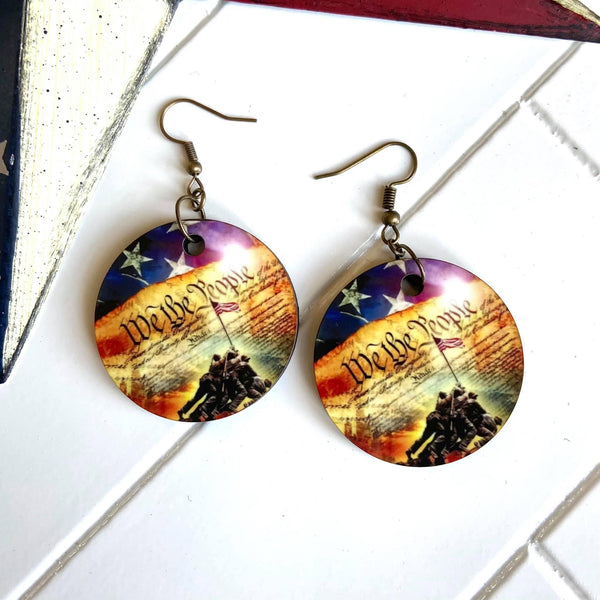 “We The People” Wood Earrings