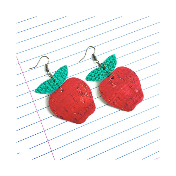 Apple Leather Dangle Earrings