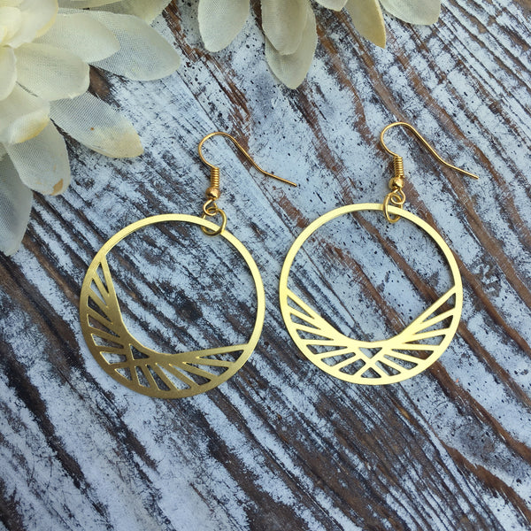 Brass Decorative Hoop Earrings