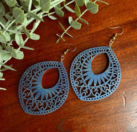 Intricate Wood Petal Earrings