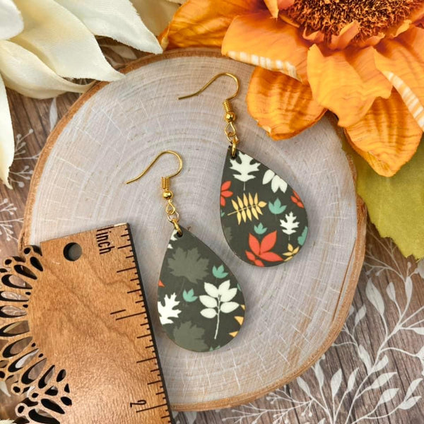 Fall Leaf Wood Earrings