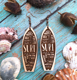 Summer Surfing Wood Earrings