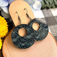 Vintage Floral Moth Sub Wood Hoops