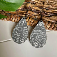 Chalkboard School Wood Teardrop Earrings