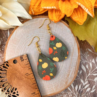 Fall & Pumpkin Wood Earrings