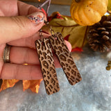 Engraved Cheetah Wood Earrings