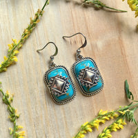 Aztec Turquoise and Silver Earrings