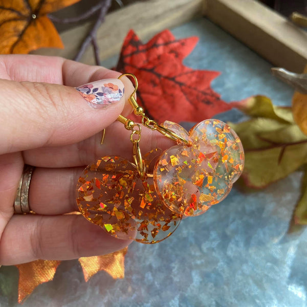 Orange Confetti Acrylic Pumpkin Earrings