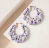 Floral Fabric Wrapped Hoop Earrings