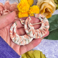 Floral Fabric Wrapped Hoop Earrings