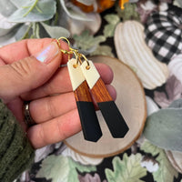 Ivory and Black Wood and Resin Earrings