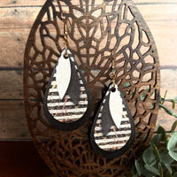 Black, Ivory, and Gold Sub Wood Earrings