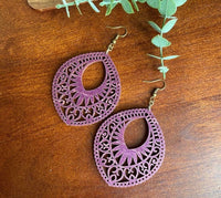 Intricate Wood Petal Earrings