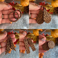 Engraved Cheetah Wood Earrings