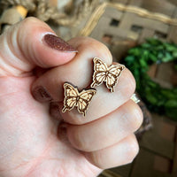 Maple Wood Butterfly Stud Earrings