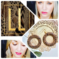 Lightweight Wood Cheetah Hoop Earrings