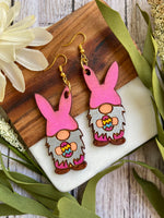 Easter Gnome Wood Earrings