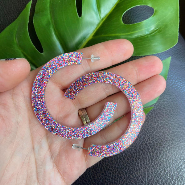 Glitter Acrylic Hoop Earrings