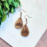 Lotus Teardrop Wood Earrings