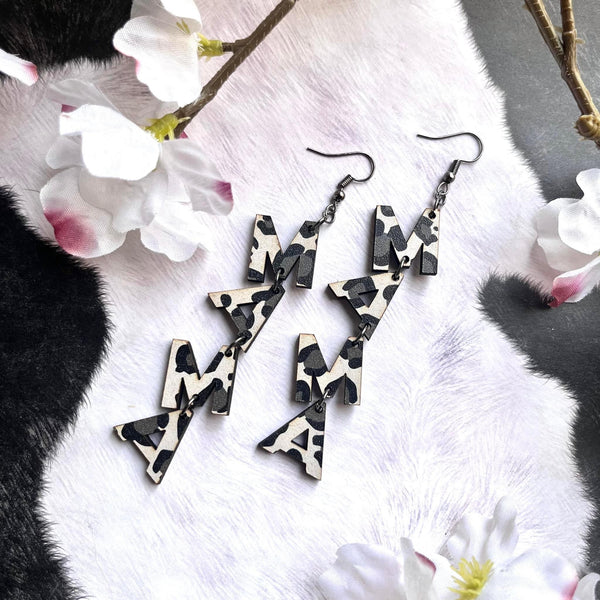 Mama Wood Cheetah Dangle Earrings