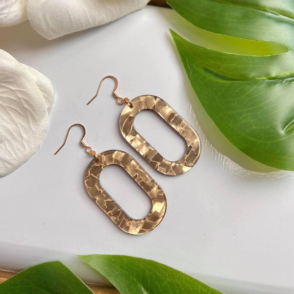 Gold Crackle Acrylic Hoop Earrings